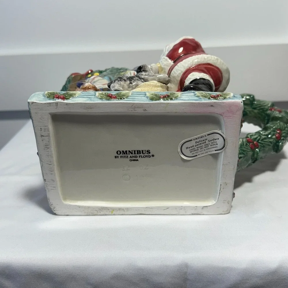 Omnibus by Fitz and Floyd 1996 Santa Christmas‎ Tea Pot 32 oz Head Painted